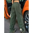 thumbnail image 6 of Womens Parachute Pants Wide Leg Baggy Pants Y2K Elastic Waist Jogger Sweatpants Track Pants Streetwear  Green L, 6 of 8