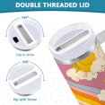 thumbnail image 3 of Yayeee 30oz Stainless Steel Tumbler with Straw and Handle Double-Wall Insulated Travel Water Bottle, Purple Retro Rainbow, 3 of 8
