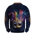 thumbnail image 4 of Resicozy Mardi Gras Sweatshirts for Men Print Casual Long Sleeve Sweatshirt 1/4 Zipper Stand Collar Pullover Dark Blue 1 S, 4 of 5