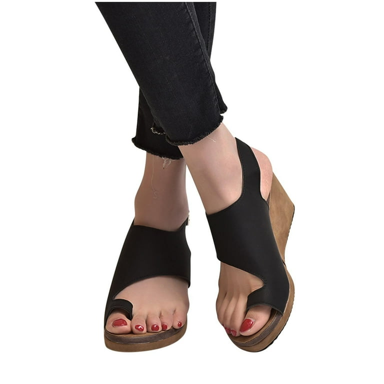 Xysaqa Womens Summer Orthopedic Wedge Sandals Toe Separation