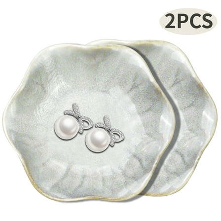 WLGJL Jewelry Dish Tray, Ring Dish, Ceramic Trinket Tray, Key Bowl, Decorative Plate, for Friends Sisters Daughter Mother (Milky White)