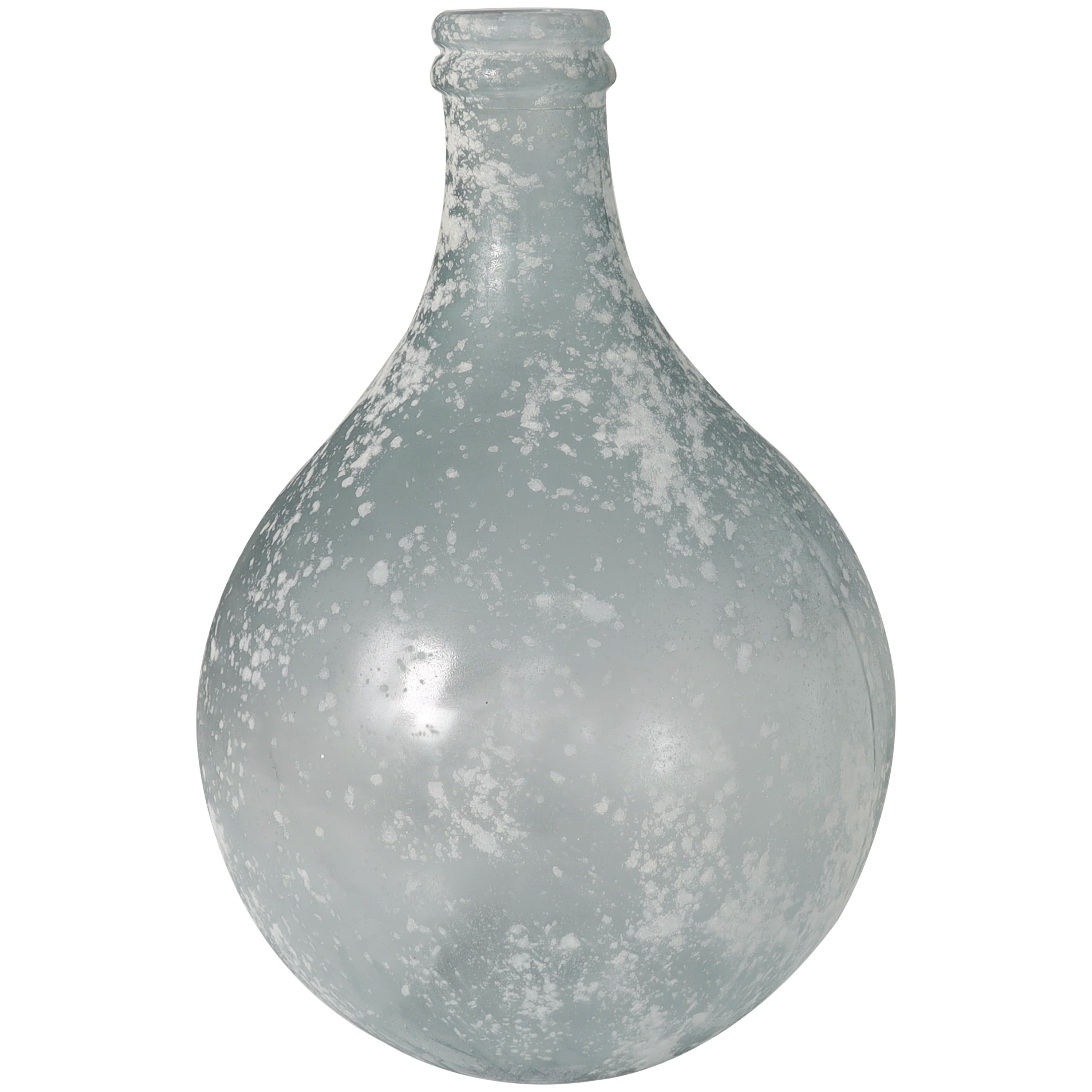 DecMode 17" Handmade Frosted Spanish Bottle Recycled Glass Vase