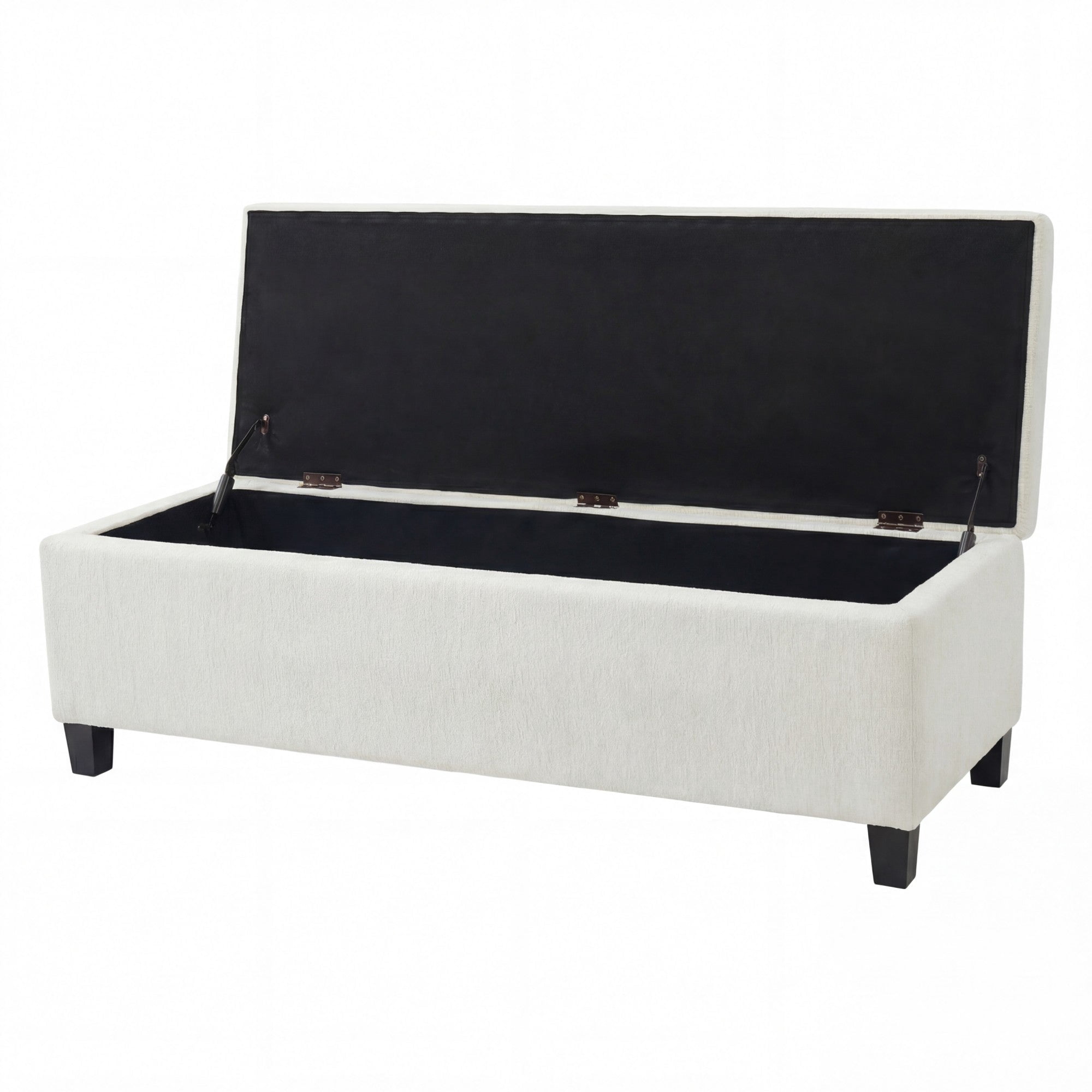 Sailvan 51" Upholstered Storage Ottoman Bench Boucle Entryway Bench with Wood Legs,End of Bed Seating for Bedroom,300lbs Cap White