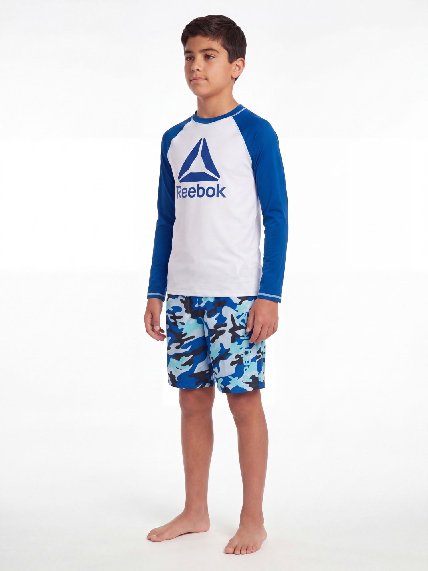 Reebok Boys Long Sleeve Rashguard with UPF 50+ Protection, Sizes 4-18