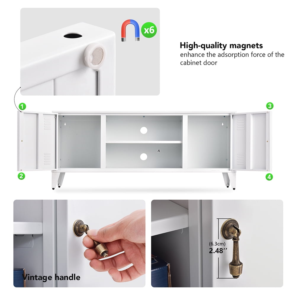 Private Jungle Modern TV Media Storage Stand with 2-Door for TVs Up to 55"-White Private Jungle Modern TV Media Storage Stand with 2-Door for TVs Up to 55"-White