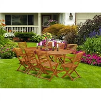 9 Piece Beasley Acacia Hardwood Patio Area Dining Set - Natural Oil