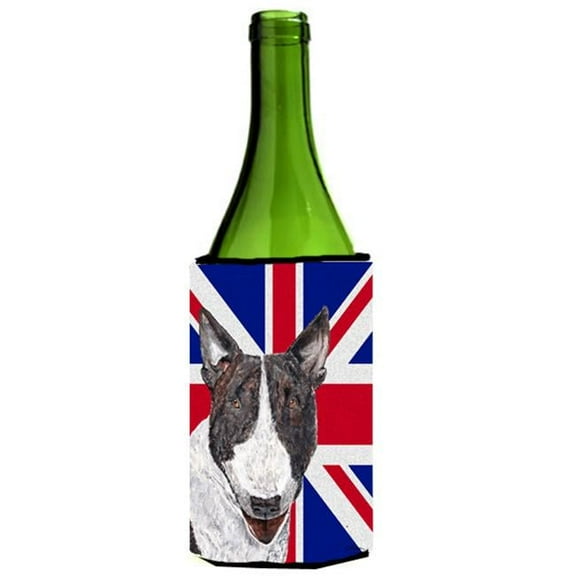 Bull Terrier With Engish Union Jack British Flag Wine bottle sleeve Hugger - 24 Oz.