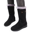 thumbnail image 5 of Domuza Women Fleece Lined Mid Calf Winter Boots, Side Zipper Pocket Decor Warm Snow Boots Black 9（EU-42）, 5 of 9