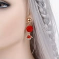 thumbnail image 2 of GKNET Christmas Earrings Cute Tree Bell Snowflake Pin/Ear Cuff Stud Earring Xmas Decor-Hat red hair ball, 2 of 6