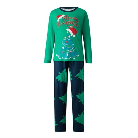 

Argeousgor Christmas Family Pajamas Long Sleeve Tree Crew Tops/Romper Long Pants Puppy Outfits Parent-Child Christmas Nightwear