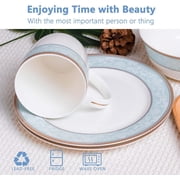 Fine Bone China Dinnerware Set,16 Pcs Classic Relief Pattern Gilt Edged High Grade Porcelain Tableware Sets For 4 People