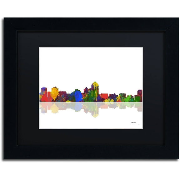 "Albuquerque, New Mexico Skyline" Canvas Art by Marlene Watson Black Matte, Black Frame