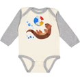 thumbnail image 3 of Inktastic Cute Otter and Beachball Boys or Girls Long Sleeve Baby Bodysuit, 3 of 5