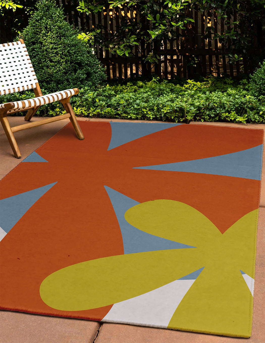4' x 6' Simply Daisy Bold Flowers Modern & Contemporary Chenille Area Rug, Perfect Orange