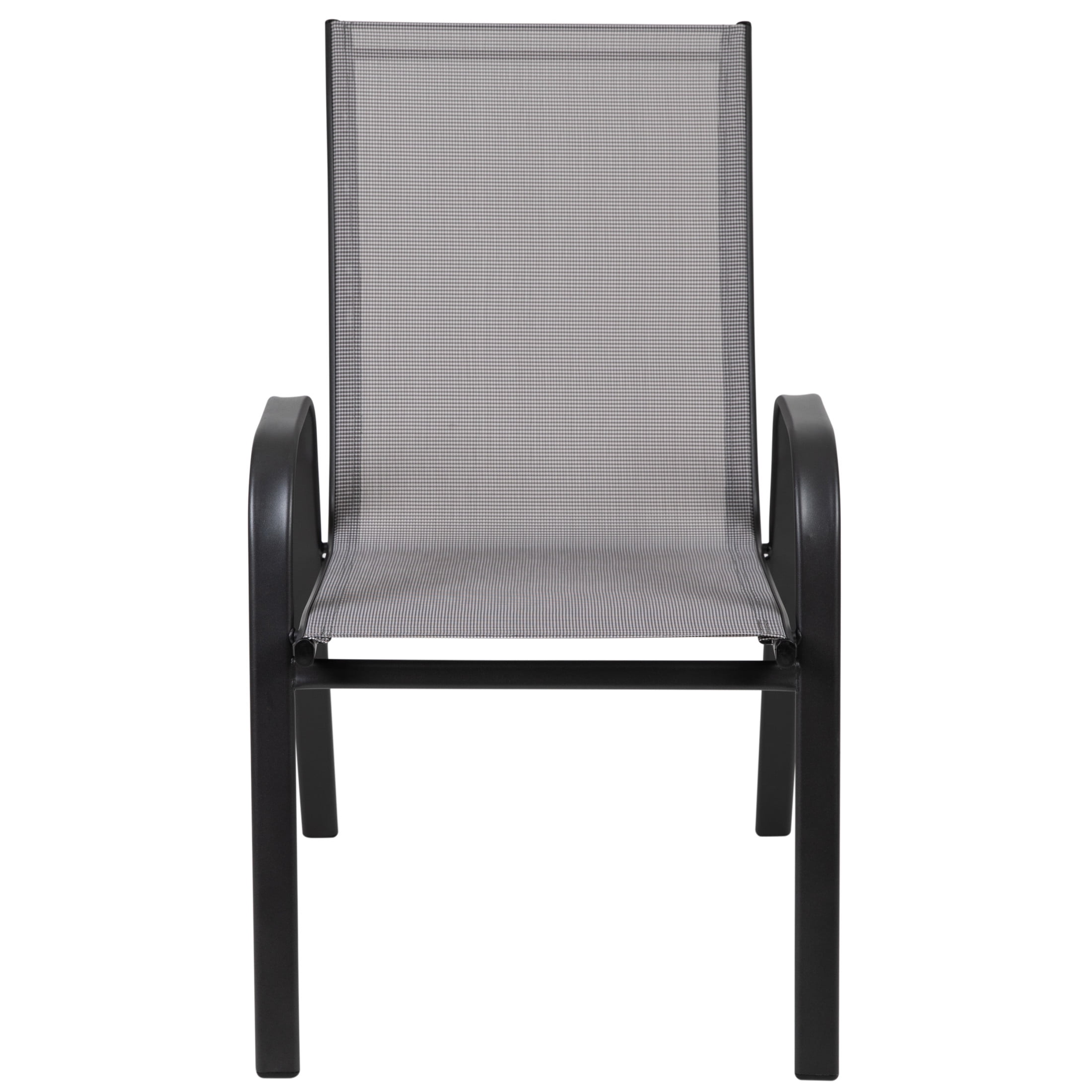 Flash Furniture Brazos Series Outdoor Flex Comfort Stackable Patio Chairs, Set of 4, Gray