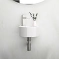 thumbnail image 3 of White Wall Mounted Rectangle Bathroom Sink | Acid and Stain Resistant | Premium Ceramic Material | Ideal for Modern Bathroom Decor, 3 of 5