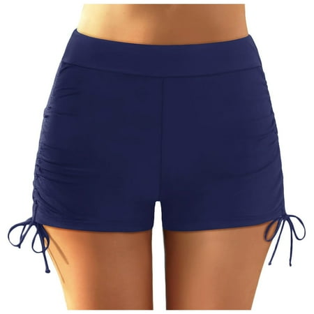 XFHLMJFF Womens Tankini Swimsuits Tummy Control Plus Size High Waist Bikini Briefs Shorts Ruched High Cut Swim Bottom Full Coverage Sports Yoga Leisure Swimwear