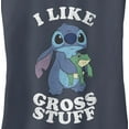 thumbnail image 2 of Junior's Lilo & Stitch I Like Gross Stuff Stitch Distressed Racerback Tank Top Indigo X Small, 2 of 4