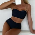 thumbnail image 3 of Bigersell String Bikini Sets For Women Women Bikini Two-Piece Set With Chest Pads Without Steel Color Print Strap Tall Sexy Bikini Sets Female, Style 5322, Black M, 3 of 9
