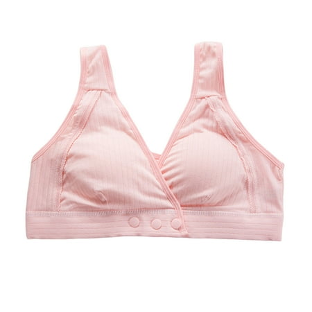 Quealent Women s Maternity Nursing T-Shirt Bra Wireless Bras Sleep Bralette for Women (Pink XL)