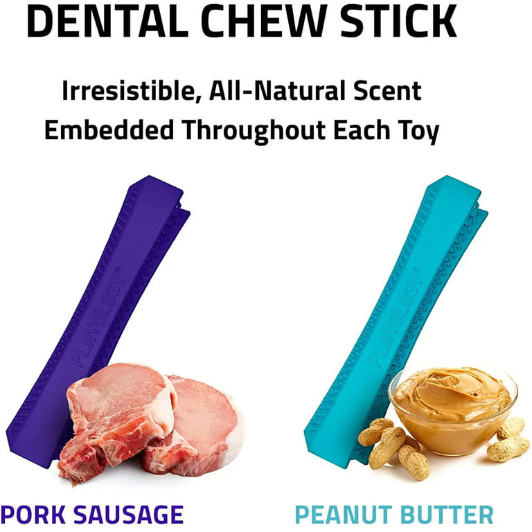 Playology Dental Chew Ball Dog Toy Pork Sausage Medium