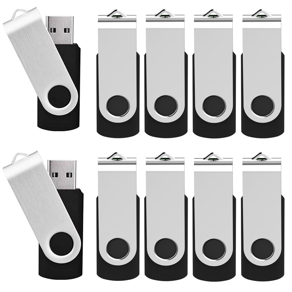 KEXIN 10 Pack 1GB Flash Drive USB, Thumb Drive Swivel USB 2.0(Black