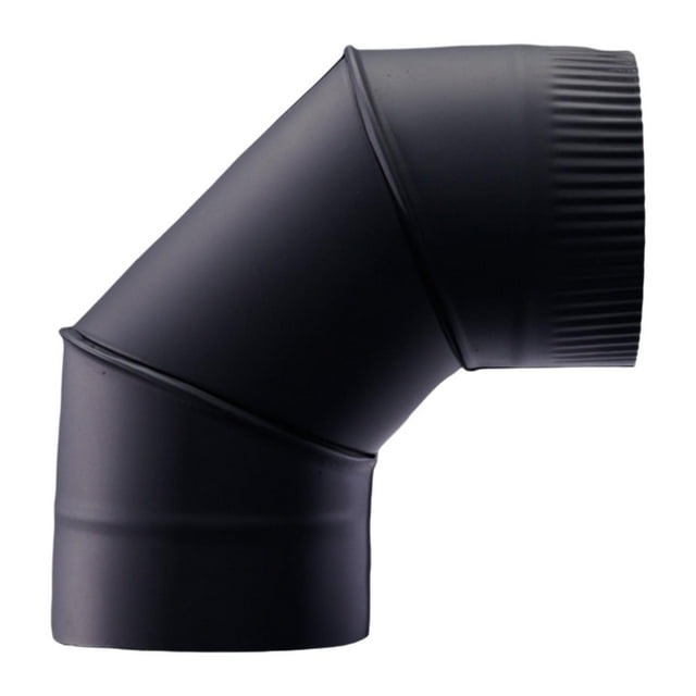 Adaptador de tubo de ventilación para estufa, codo negro de 90 grados, resistente a altas temperaturas, para accesorios de ventilación de cocina, codo Identificación 20cm