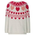 thumbnail image 5 of Aueoeo Sweaters For Women Long Sleeve Printed Round Neck Trendy Sweaters Woolen Knit Pullover Top Sweaters Red L, 5 of 6