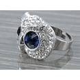 thumbnail image 2 of Alilang Womens Adjustable Silvery Tone Dark Blue Gemstone Big Eyed Wise Owl Head Ring, 2 of 4