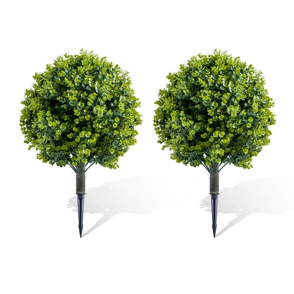Danolapsi 23.6 Inch Artificial Topiary Trees with Ground Spike for Outdoor,Fake Topiary Ball Trees Artificial Plant Brush for Indoor Outdoor