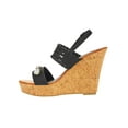 thumbnail image 2 of Forever Young Women's Faux Leather Wedges With Pearls Embellishments and Embossed Strap, 2 of 6
