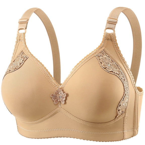 Conairie Womens Wireless Bras V Neck Stretch Full Coverage Bra Comfortable Bralette Supportive Tshirt Bra No Underwire Push up Seamless Bras Beige 36