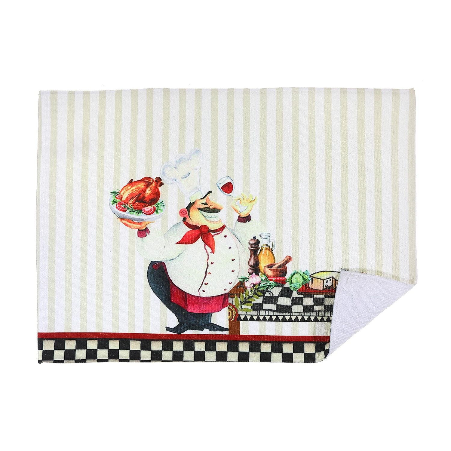 Tapis De Séchage En Microfibre (Chef Serving Poulet) - Ensemble De 2