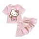 thumbnail image 2 of Hello Kitty-traje de dos piezas de algodón con dibujos animados para niñas, camiseta de manga corta con cuello redondo y Falda plisada, traje bonito y dulce, 2 of 5
