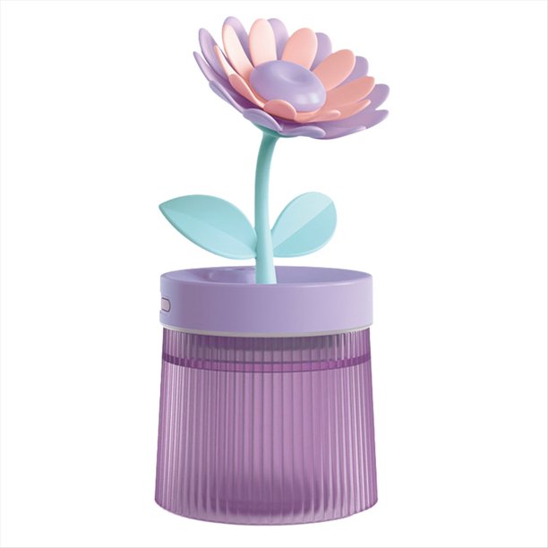 Humidificador Portátil USB Máquina de Aromaterapia Mist Maker Humidificador de Aire de Flores Púrpura