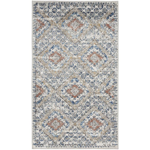 Nourison Concerto Distressed Contemporary Blue/Ivory Area Rug