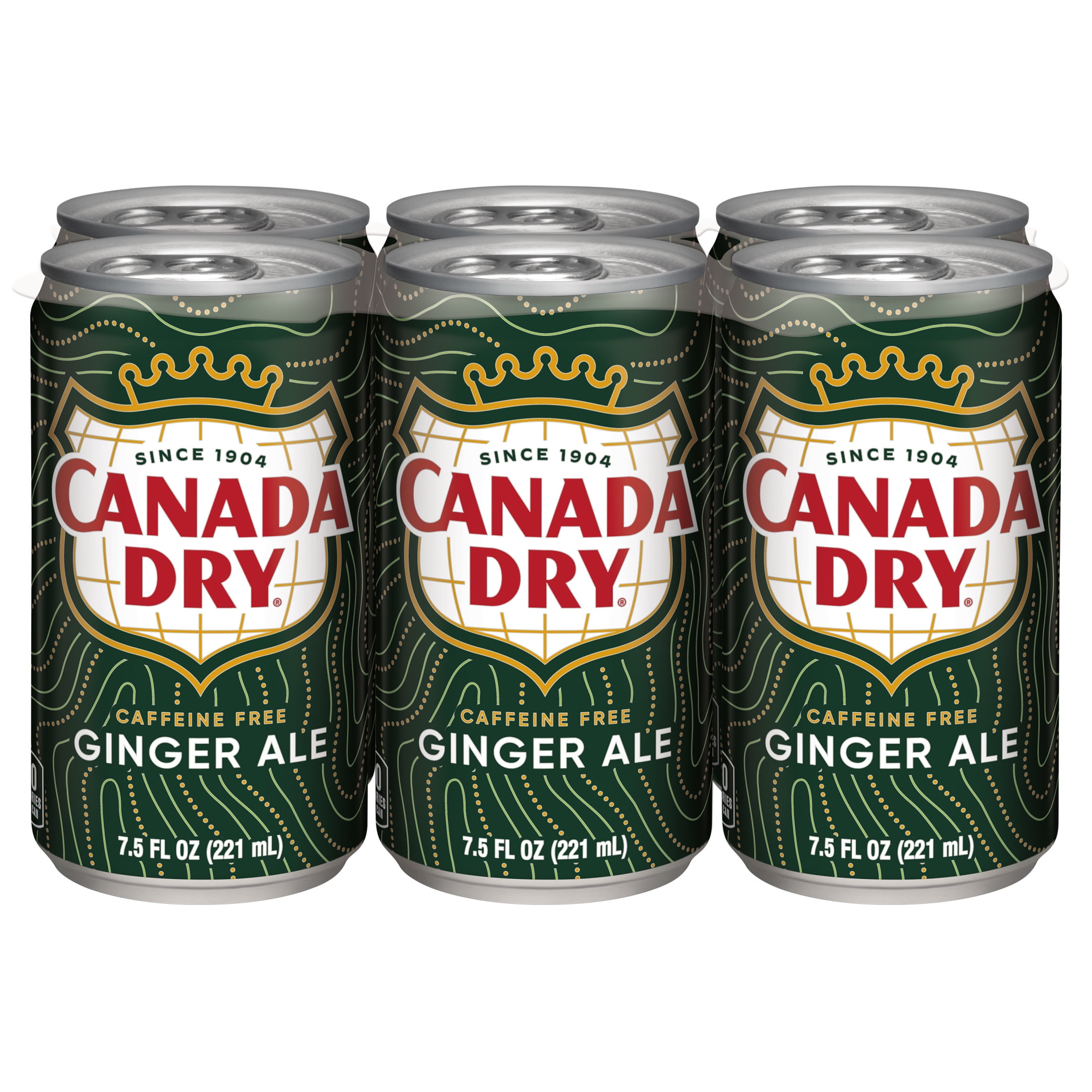 (3 pack) Canada Dry Caffeine Free Ginger Ale Soda Pop, 7.5 fl oz, 6 Pack Cans