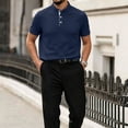 thumbnail image 2 of Breeze Polo Shirts for Men Beer Belly Ultra Comfortable Stretchy Quick Dry Textured Collared Short Sleeve Shirts for Office Summer Daily Navy 2XL, 2 of 5