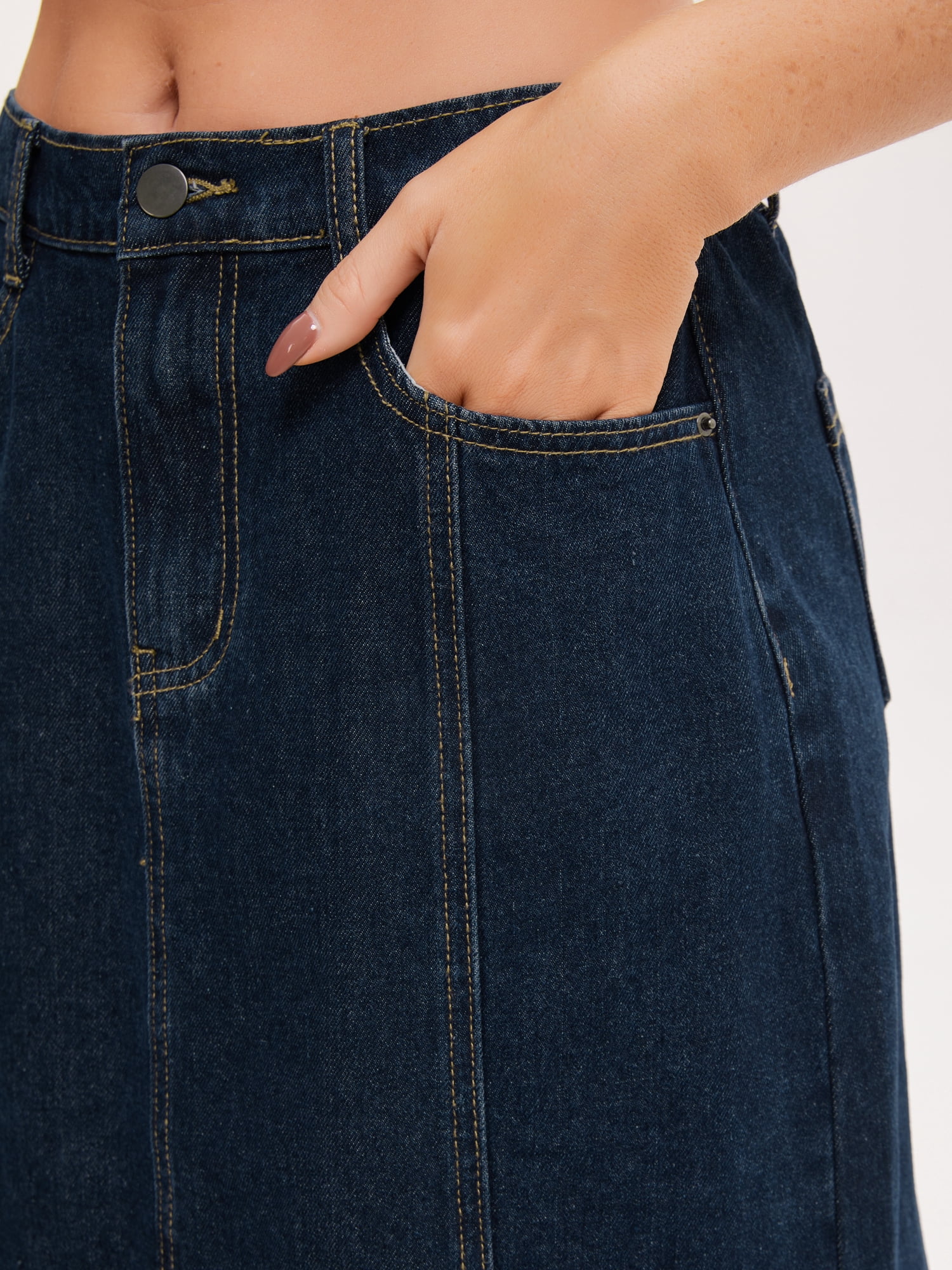 DARING DIVA Women's A Line Back Waist Knee Length Jean Skirts XX-Large Black Blue