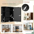 thumbnail image 4 of YSNW Wall-Mounted Bathroom Cabinet with Mirror, Space-Saving Storage Organizer with Adjustable Shelves and Open Compartments (Black), 4 of 10