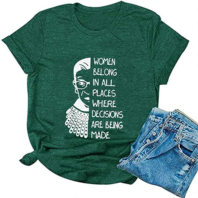 YourTops T-Shirt Graphique pour Femmes « Appartenir à Tous les Endroits » (S, 7-Vert Foncé)