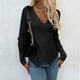 thumbnail image 2 of Jersey de manga larga con cuello en V para mujer: top de punto liso, corte ajustado para uso informal/al aire libre, tallas S-XL, 2 of 5