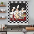 thumbnail image 4 of Chef Semi Sheer Curtains Drapes for Living Room, Bedroom, French Doors Window 96 Inches Long, Cartoon Cute Watercolor Cooking Black Plaid Rod Pocket Chiffon Curtain Drapery Voile Draperies Panel, 4 of 8