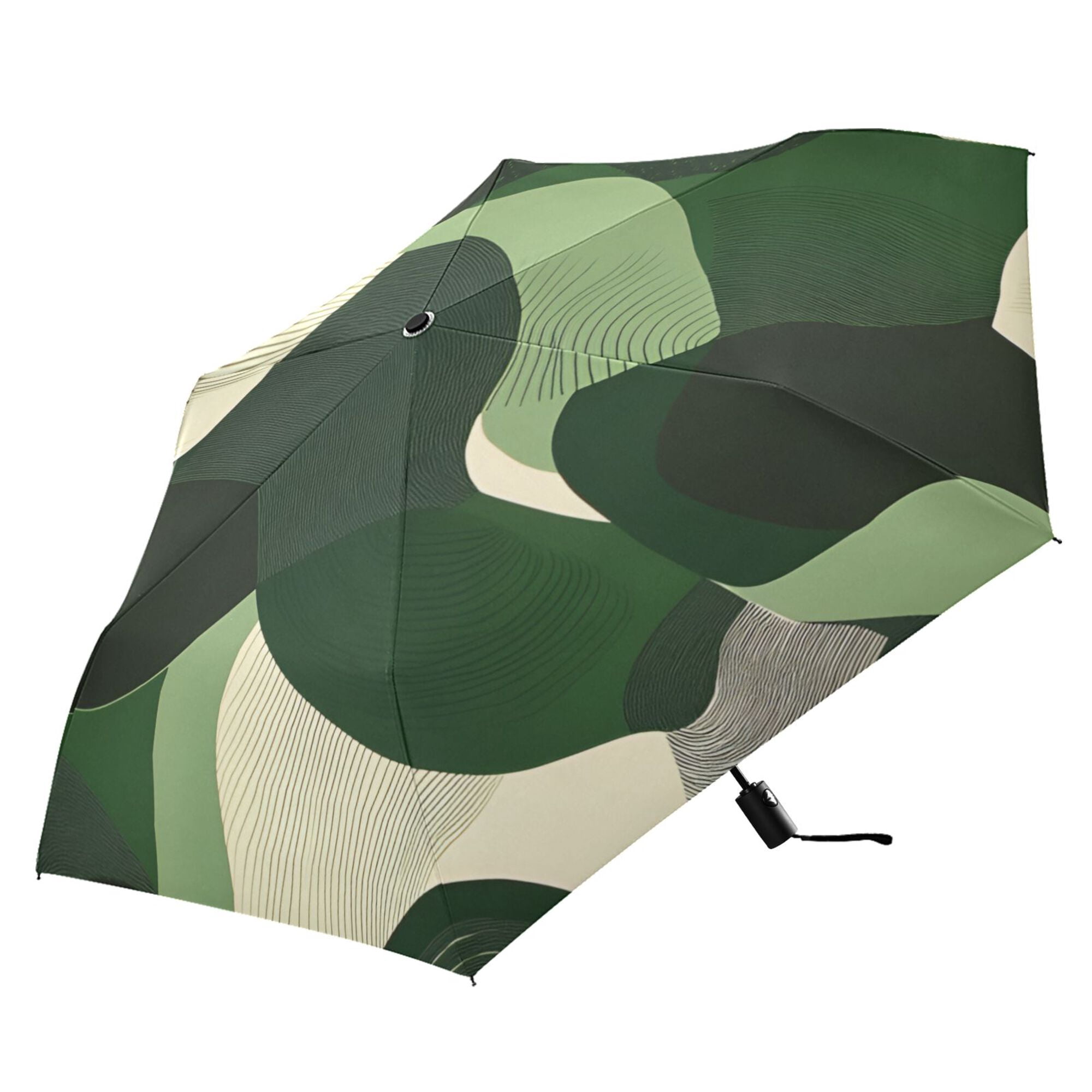 FORMRS Travel Umbrella Folding Auto Open Close Windproof Rain UV Protection, Black Abstract