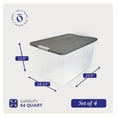 64 Quart Secure Seal Latching Extra Large Clear Plastic Storage Tote