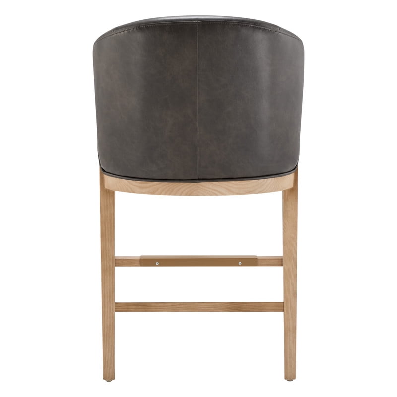Spruce & Spring Leather Counter Stool with Exposed Wood Indoor Faux Leather Stool