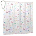 thumbnail image 2 of Polyester Fiber Shower Curtain, Love Graffiti Shower Curtain, Metal Buckled Eye Waterproof Shower Curtain, Can Be Washed-72x72in, 2 of 8
