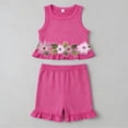 thumbnail image 6 of Xyant Toddler Baby Girl Clothes Knit Floral Fly Sleeve Tops Shorts Cute Summer Spring Outfits Infant Baby Girl Clothing Set (Hot Pink,12-18 Months), 6 of 7
