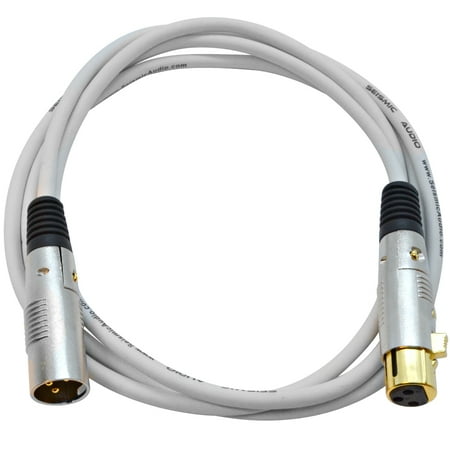 Seismic Audio Premium 6 Foot White XLR Patch Cable Cord - 3 Pin XLRF to XLRM Mic Cord -