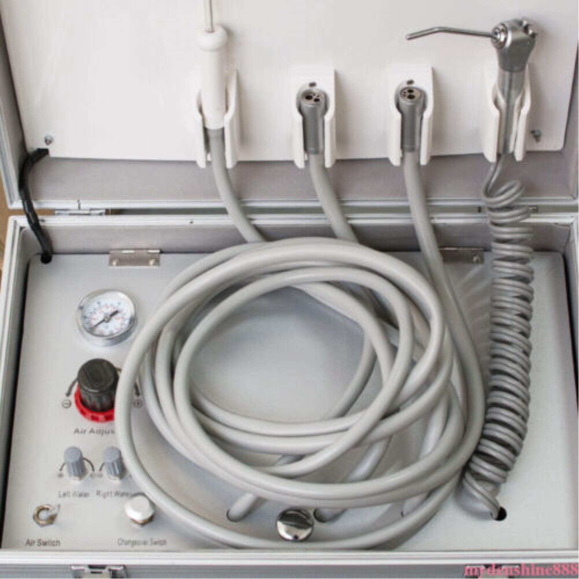 Efficient and Portable Dental Care System with Air Compressor, Turbine, Suction, and 4 Hole  in a Convenient Carry Case
